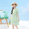 Vestido para Niñas, Vestido de Verano de Seda Helada, Elegante Vestido de Princesa Floral para Niñas Pequeñas, Vestido Infantil de Mangas Abullonadas, Vestido de Estudiante
