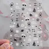 Pegatinas de arte para uñas Redanco5D en relieve, con un diseño de gran venta con detalles de lámina dorada, motivos de árbol de Navidad, copo de nieve y guante. Dr2018