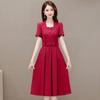 Vestido Lady Fashion Commuter Vestido Feminino 2024 Verão Novo Estilo Larga Lady Falso Duas Peças com Gola Manga Curta
