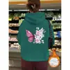 Sudadera de Terciopelo Estilo Europeo y Americano de Comercio Exterior Estampado de Letras Lisas Bolsillo Canguro Cordón Estampado Chaqueta Holgada con Capucha