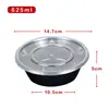 Caja de Almuerzo Desechable Caja de Embalaje de Plástico Negro Engrosado Caja de Almuerzo para Llevar Comida Rápida Tazón Redondo para Sopa con Tapa Venta al por Mayor