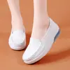Zapatos de Enfermera, Zapatos Casuales para Mujer, Con Amortiguación de Aire, Que Aumentan la Altura, Suela Blanda, Antideslizantes, Cómodos, Resistentes al Desgaste, Tacón Medio, Zapatos de Suela Gruesa de un Solo Color, Disponible para Dropshipping