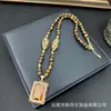 Collar Colgante Cadena de Suéter con Piedra Bruta Incrustada de Sultanita Estilo Nuevo, Versátil y Elegante, Joyería de Piedra de Lujo Ligero al por Mayor