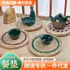 Conjunto de porta-copos redondo de bambu transfronteiriço, porta-copos criativo para mesa, porta-copos para restaurante ocidental, porta-copos para isolamento de bule, conjunto de porta-copos para chá kung fu