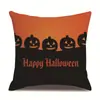 Funda de almohada de lino para Halloween, funda de cojín para reposacabezas impresa