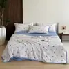 Conjunto de Colcha de Verão Estampada Classe A com Quatro Peças, Colcha Lavável à Máquina para Ar Condicionado, Conjunto de Três Peças para Dormitório Estudantil de Verão, Colcha Fina de Solteiro a
