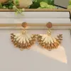 Pendientes de Borla con Forma de Abanico Bohemio Dopamina Estilo Étnico Rafia Tejida a Mano Pendientes Exagerados Estilo Vacacional