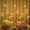 Cadena de Luces Led Estrella Luna Transfronteriza Luz Solar Exterior Cortina de Estrellas Decoración Cielo Estrellado Cadena de Luces Led Navideñas