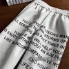 Pantalones Casuales de Pierna Recta Apilados Largos para Hombre y Mujer, Estilo Callejero de Otoño, Pantalones Casuales con Estampado de Letras Retro Americano y Graffiti