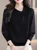 Nova Camisa de Manga Longa Outono 2026 Feminina Solta Casual Estilosa Redutora de Idade Emagrecedora Versátil Elegante Top