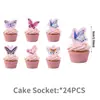 Decoraciones para fiesta de cumpleaños de mariposas rosas, fondo de forma irregular, banderines de cuerda, decoraciones colgantes en espiral, globos, adornos para pastel y arreglos