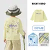 Camiseta Masculina de Manga Longa Estilo Europeu Direito Outono 2026 Novo Modelo Roupas Infantis para Crianças Pequenas Tops de Primavera e Outono Tendência