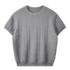 Camiseta de Tricô Manga Curta Xadrez Vazado Gola Redonda Estilo Old Money, Cor Sólida, Respirável, Não Amassa, Top Fino para Homens, Transfronteiriço