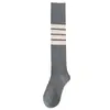 Calcetines de pantorrilla para primavera, Calcetines de algodón, Calcetines versátiles adelgazantes de cuatro rayas, Calcetines largos para mujer, Estilo Preppy, Estilo Jk, Estilo Japonés, Versión Coreana, Calcetines Tb