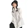 Camisa Branca de Manga Longa Nicho 2025 Primavera Redutora de Idade Design Discreto Manga de Pétala Bolha