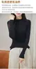 Camiseta Base de Canalé de Color Sólido Ajustada de Manga Larga para Mujer, Suéter de Punto de Algodón Puro, Nuevo para Primavera y Otoño