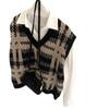 Chal de punto a cuadros retro oversize de punto para mujer, Otoño e Invierno 2026