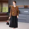 Conjunto de Ropa de Primavera para Mamá: Vestido de Falda Plisada y Chaqueta Corta Estilo Chanel para Mujeres de Mediana Edad y Mayores, un Conjunto de Dos Piezas para Primavera y Otoño