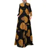 Camisas Estampadas de Algodão e Linho para Comércio Exterior Transfronteiriço, Roupas Femininas de Tamanho Grande, Vestidos de Manga Longa, Modelagem Solta, Elegantes, Adequados para o Trabalho