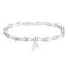 Pulsera de bambú plateada para mujer, pulsera antigua esmerilada simple, regalo de San Valentín para novia, joyería