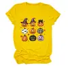 Amazon eBay site independente moda casual feminina chapéu mágico de abóbora estrela de cinco pontas gola redonda camiseta de manga curta