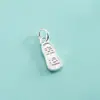 Accesorios de plata pura S999, etiqueta de texto electrochapada, colgante de auspicio, fortuna, alegría, paz, riqueza y prosperidad para pulsera y charm DIY