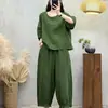 Conjunto Casual Holgado de Verano 2026 para Mujer: Conjunto de Dos Piezas: Blusa con Mangas de Linterna y Pantalones de Encaje con Cintura Elástica, Adelgazante y Cómodo