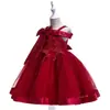Vestido Infantil de Comercio Exterior Europeo y Americano para Actuación de Piano de un Hombro Vestido de Noche Vestido de Princesa con Lazo para Actuación de Show de Niña
