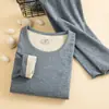 Conjunto de ropa interior térmica de lana y seda, forrado de felpa, engrosado, cómodo, sin costuras, ajustado, top y pantalones de otoño, conjunto de capa interior, venta al por mayor