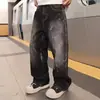 Jeans retro americanos de otoño para hombre, pantalones rectos holgados de pierna ancha, pantalones largos casuales bordados sin elasticidad para todas las estaciones