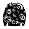 Europa y Estados Unidos Transfronterizo Nuevo Estampado Digital 3D Diablo de Terror Halloween Manga Larga para Hombre y Mujer Cuello Redondo Sudadera Top de Moda