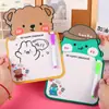 Pizarra de Dibujo Borrable de Dibujos Animados para Niños Preescolar Educación Temprana Pizarra de Escritura y Garabateo de Doble Cara Pizarra de Mensajes Borrables para Estudiantes