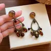 Pendientes de Corazón de Madera Color Café Transfronterizos Europeos y Americanos, Pendientes Estilo Retro Maillard, Pendientes de Diseño de Nicho para Mujer