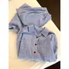 Conjunto de Pijama de Rayas Literario Holgado Estilo Coreano para Mujer 2026 Otoño Nueva Llegada Manga Larga Pantalón Largo Conjunto de Ropa para el Hogar Se Puede Usar al Aire Libre