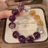 Buena Suerte en el Año de Tu Año de Nacimiento Pulsera de Amatista para Niñas Pulsera de Cristal Amarillo Natural Torre Pulsera de Cristal de Lujo Ligero de Gama Alta