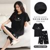 Pijama de Manga Curta Feminino Verão Algodão 2025 Novidade Calça Cropped Feminina Verão Tamanho Plus Roupas de Casa conjunto Gola Redonda Feminino