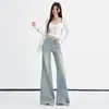 Jeans retro de tiro alto color café Maillard para mujer, nuevo estilo otoño 2026, adelgazantes, levanta glúteos, no se pegan a las piernas, pantalones acampanados