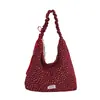 Nova bolsa de ombro estilo coreano com estampa de estrelas e flores 2026, grande capacidade, bolsa tote plissada, casual e versátil para uso diário e para ir ao trabalho