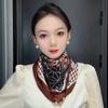 Lenço de seda com fivela magnética, cachecol quadrado feminino, outono e inverno, nova chegada, pingente preguiçoso, cachecol de dupla face, cachecol fashion, estilo ocidental, proteção para o pescoço
