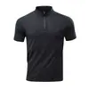 Camiseta Esportiva Masculina com Gola Alta e Zíper, Secagem Rápida e Refrescante, Nova Camiseta de Corrida de Seda de Gelo para Tênis, Top para Uso ao Ar Livre