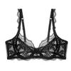 Lencería Sexy Transparente Transfronteriza para Mujer, Sujetador Minimizer de Verano para Busto Grande, Estilo Delgado con Elevación y Realce, Sujetador Transpirable de Encaje Hueco