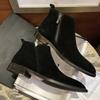Botas Cortas Cómodas de Piel de Ante Nuevas para Primavera y Otoño 2025 Estilo Británico Calle Retro para Hombre Botas de Piel con Cremallera Botas Chelsea