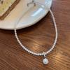 Zhenduo cinza urze Shijia Pérola corrente curta retrô elegante pingente de zircão muito pequeno bebê Pérola australiana colar branca