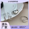 Estilo K Anillo Abierto de Corazón Retro de Plata Coreano Tailandés Femenino Moderno Celebridad de Internet Nicho Elegante Anillo de Hip-Hop Estudiante