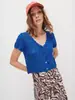 Cardigan de Malha Curto Sexy Vazado de Cor Sólida com Manga Curta - Novidade Primavera/Verão Europeia e Americana 2024