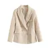 Ropa nueva para mujer de estilo americano transfronteriza 2026, blazer de doble botonadura de longitud media con textura en cuatro colores, moderno y elegante