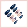 Adesivos de Unha Vestíveis com Laço Olho de Gato Azul Mais Vendidos no Exterior, Patches de Nail Art Simples e de Alto Padrão, Estilo Vestível