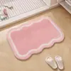 Tapete de Chão para Banheiro Imitação de Cashmere Rosa Formato Especial Absorvente Tapete para Porta de Banheiro Tapete de Chão para Banheiro Peludo Antiderrapante