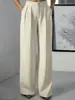 En stock Transfronterizo Europeo y Americano 2026 Nuevo Estilo Pantalones Largos Rectos Simples de Cintura Alta con Caída Elásticos Ajustados para Mujer