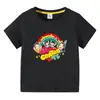 Ropa infantil transfronteriza 2023, camiseta de manga corta de verano para niños, camiseta básica de dibujos animados para niños y niñas, camiseta de media manga para bebé, marea superior